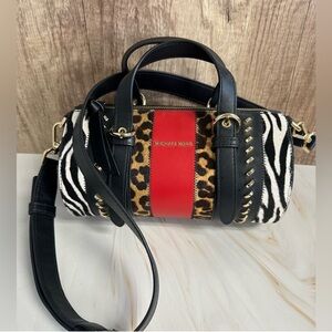 Michael Kors Red & Animal Print Bag with Jet Set Leather Wallet-Like New!! 🖤❤️🤍